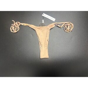 Monica Hansen Beachwear NWT Crystal String Tie Bikini Bottom Beige in Size Small